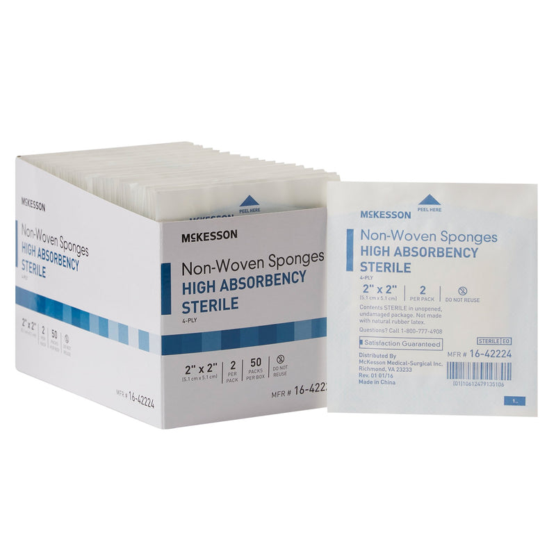 McKesson Sterile Nonwoven Sponge, 2 x 2 Inch, 4-Ply