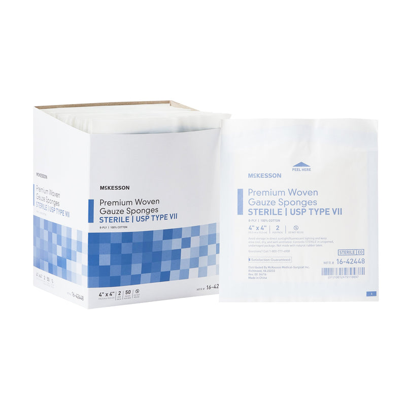 McKesson Sterile USP Type VII Gauze Sponge, 4 x 4 Inch, 8-Ply