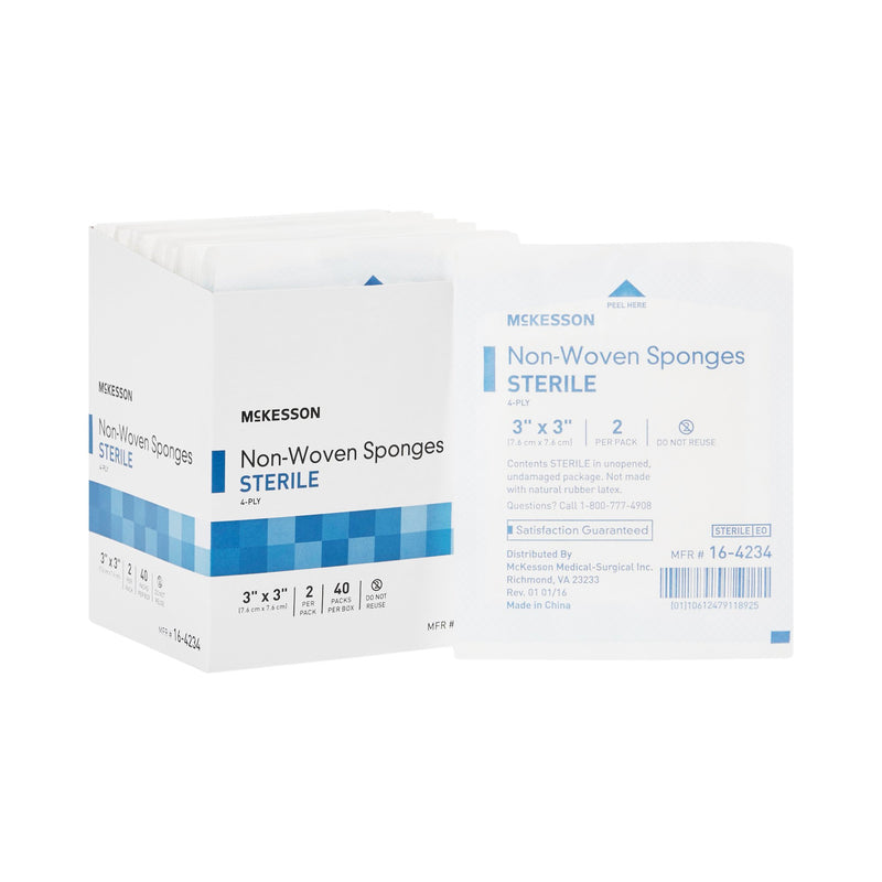 McKesson Sterile Nonwoven Sponge, 3 x 3 Inch, 4-Ply