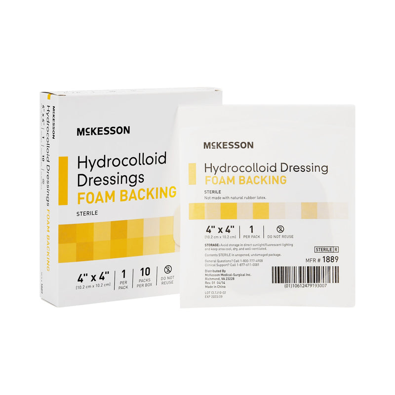 McKesson Hydrocolloid Dressing with Foam Backing, 4 x 4 Inch