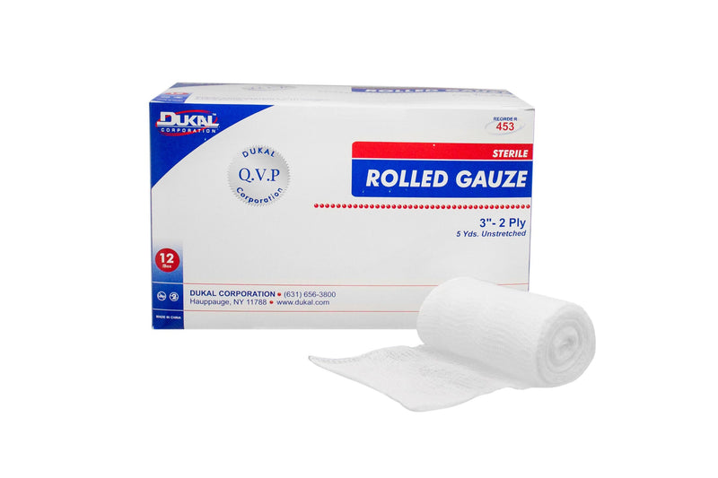 Dukal™ Sterile Fluff Bandage Roll, 3 Inch x 5 Yard, 2-Ply