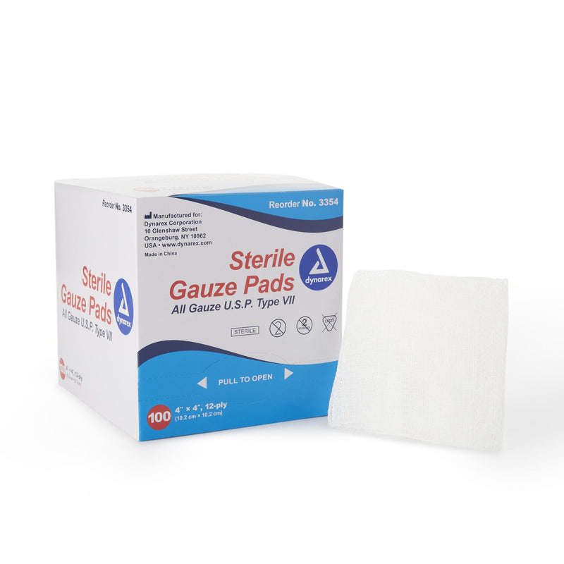 dynarex® Sterile Gauze Sponge, 4 x 4 Inch, 12-Ply