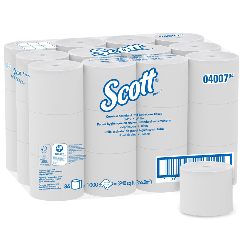 Scott Essential Toilet Tissue, 2-Ply, Standard Size, Coreless Roll