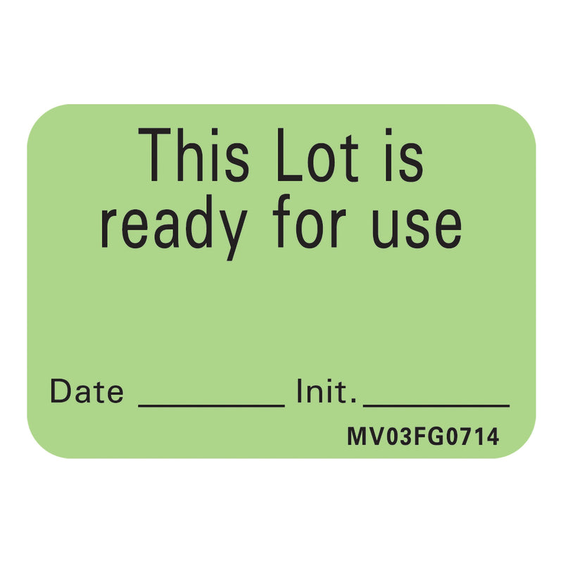 MedVision® "This Lot is Ready for Use" Write-On Label, 1.438 x 1 Inch