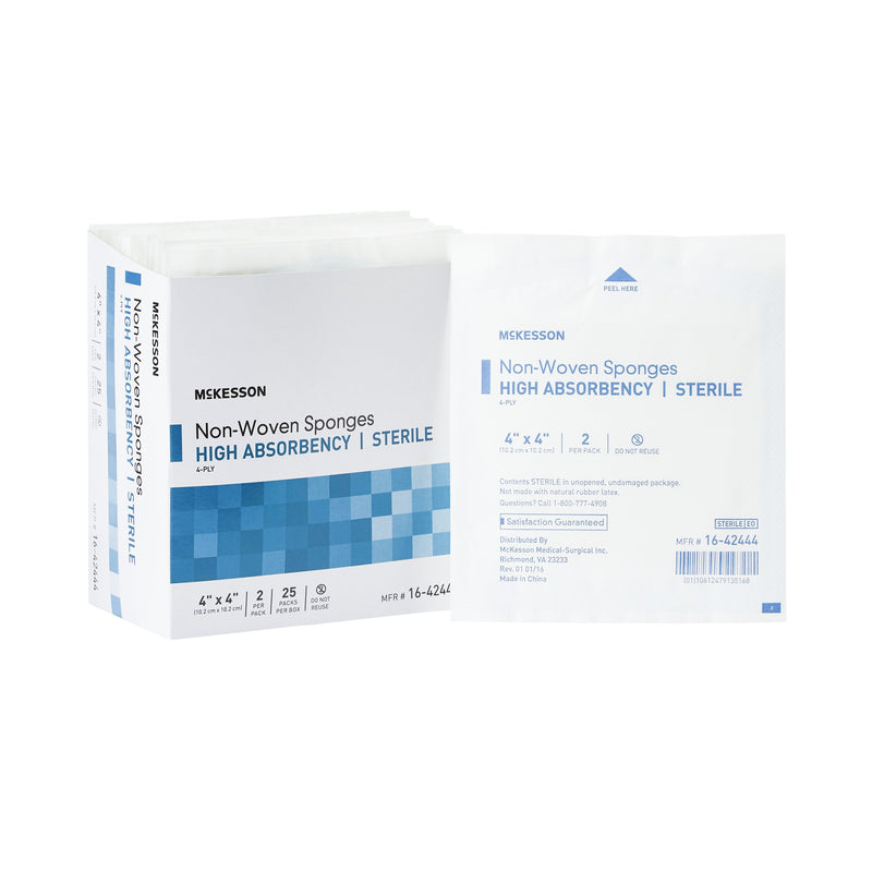 McKesson Sterile Nonwoven Sponge, 4 x 4 Inch, 4-Ply