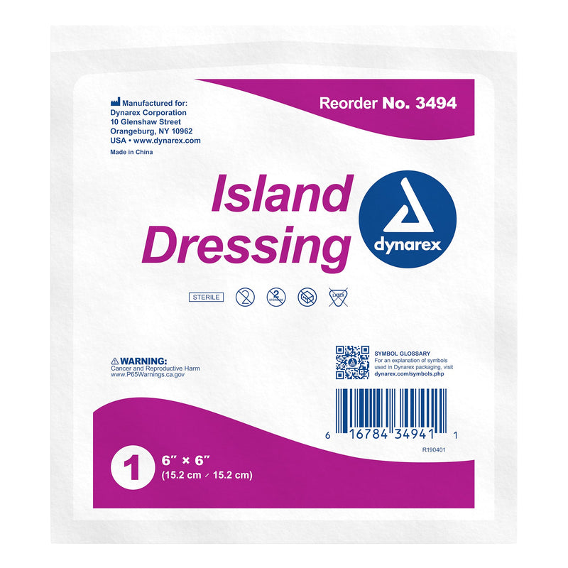 dynarex® White Adhesive Dressing, 6 x 6 Inch