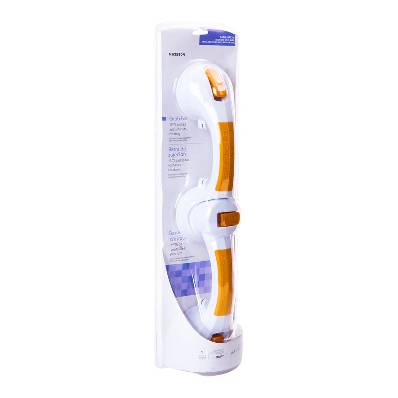 McKesson Rotating Suction-Cup Grab Bar, White/Yellow Plastic