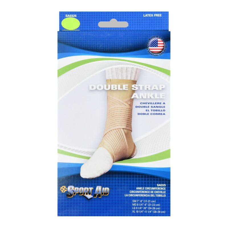 Sport Aid™ Double Strap Ankle Support, Medium, Beige