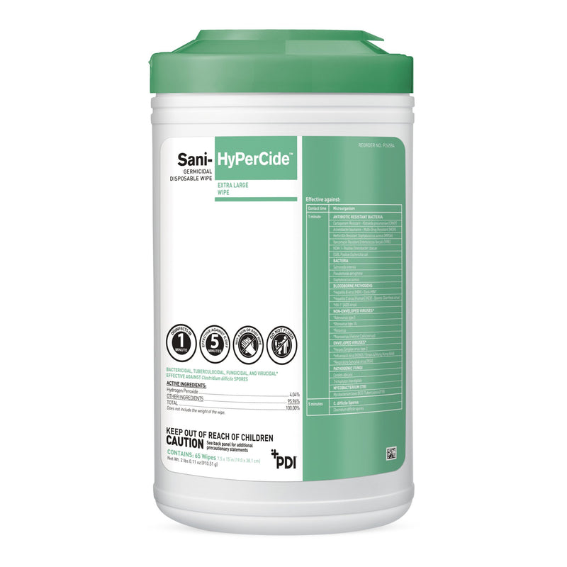 Sani-HyPerCide® Extra Large Germicidal Disinfectant Wipes, Canister, 65 ct.