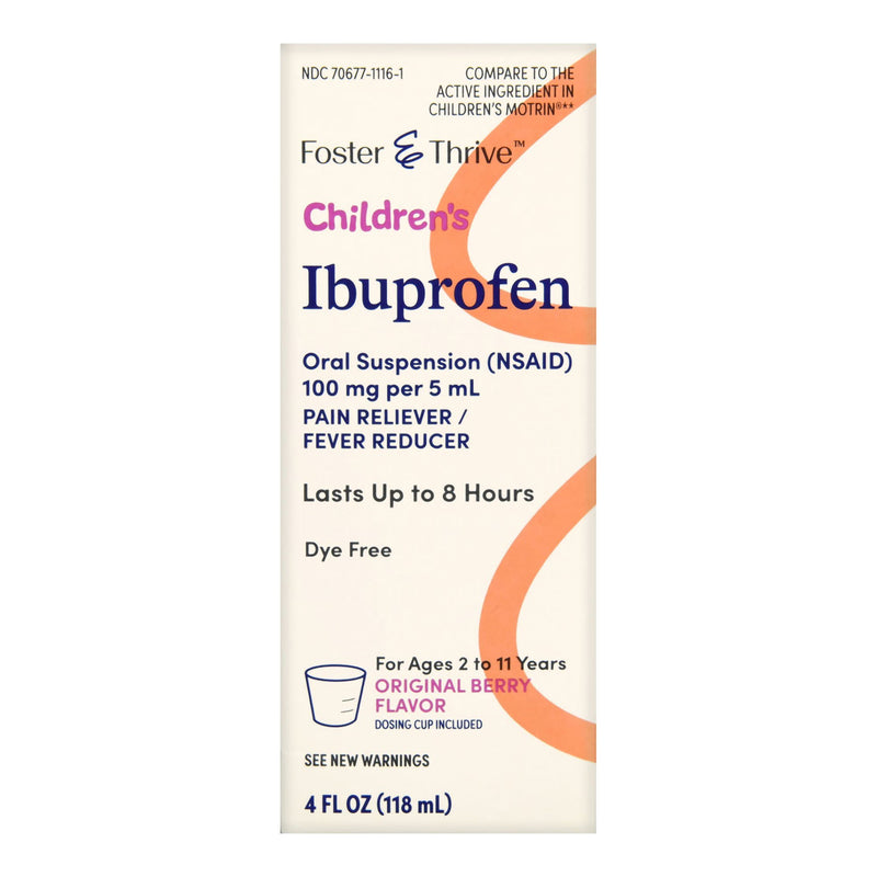 Foster & Thrive™ Children's Ibuprofen 100 mg pr 5 mL Oral Suspension (NSAID) Dye Free Original Berry