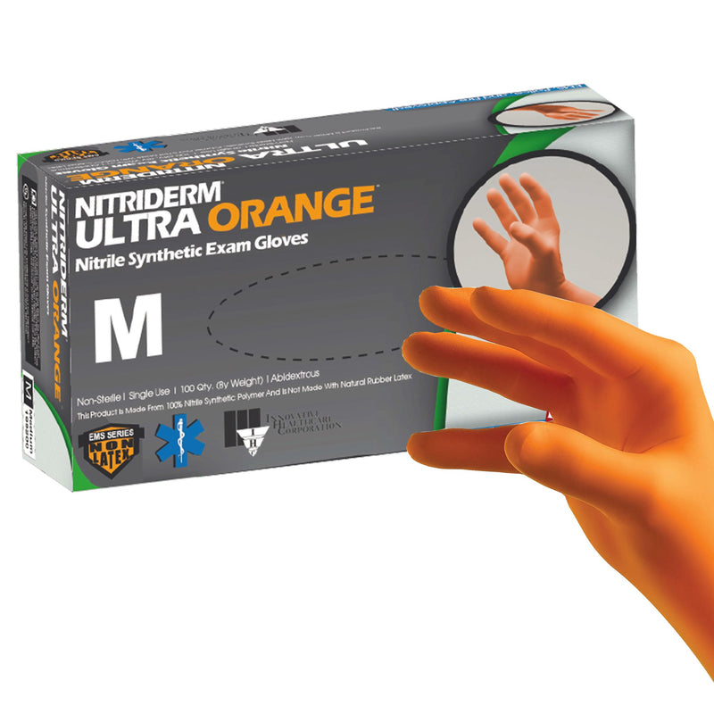 NitriDerm® Ultra Orange™ Nitrile Exam Glove, Medium, Orange