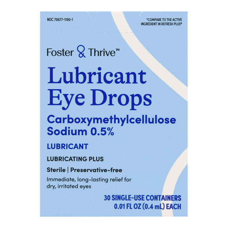 Foster & Thrive™ Lubricating Plus Lubricant Eye Drops Carboxymethylcellulose Sodium 0.5% Single-Use Containers