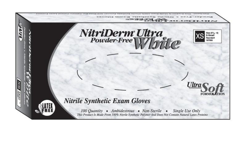 NitriDerm® Ultra White Nitrile Exam Glove, Large, White