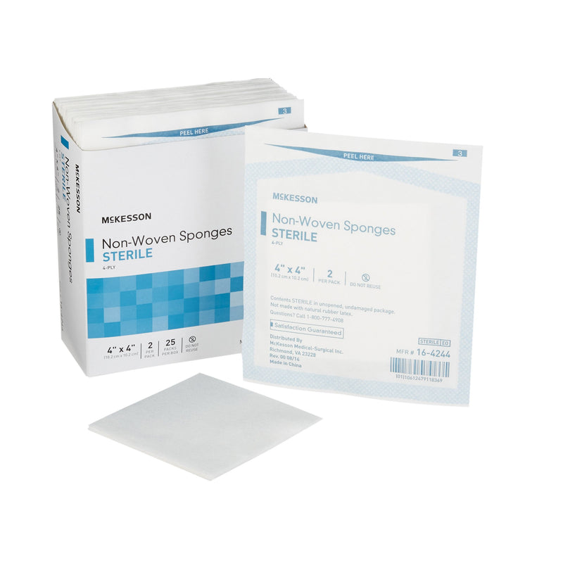 McKesson Sterile Nonwoven Sponge, 4 x 4 Inch, 4-Ply