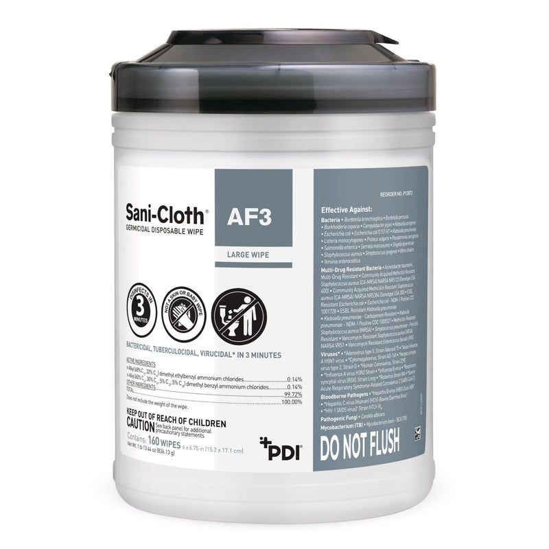 Sani-Cloth® AF3 Germicidal Large Disinfectant Wipes, Canister, 160 ct.