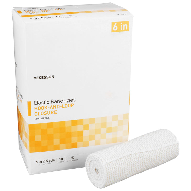 McKesson Hook and Loop Closure Elastic Bandage, 6 Inch x 5 Yard