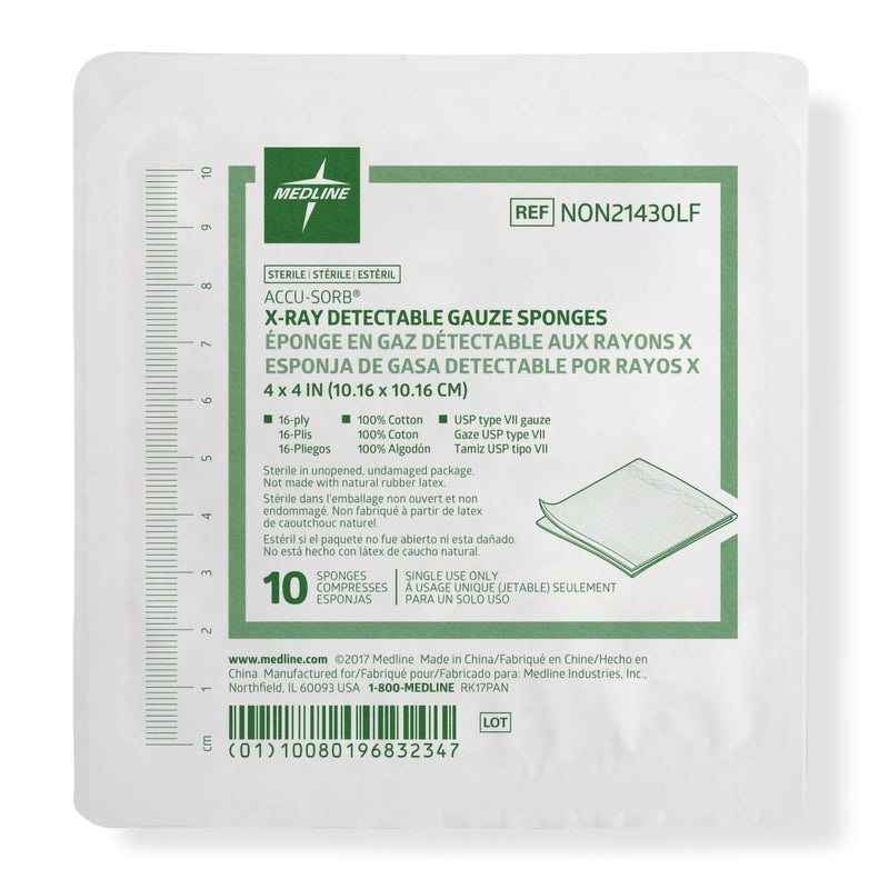 Accu-Sorb® Sterile X-Ray Detectable Gauze Sponge, 4 x 4 Inch