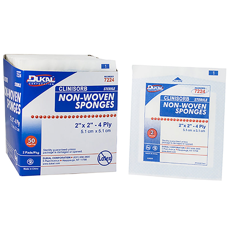 Clinisorb Sterile Nonwoven Sponge, 2 x 2 Inch, 4-Ply