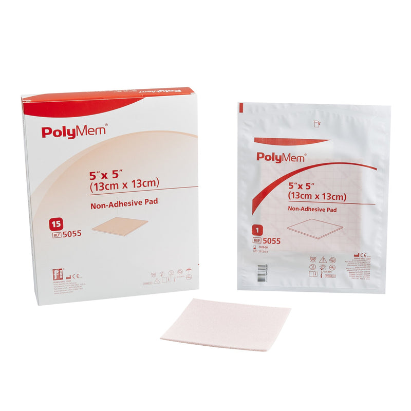 PolyMem® Nonadhesive without Border Foam Dressing, 5 x 5 Inch