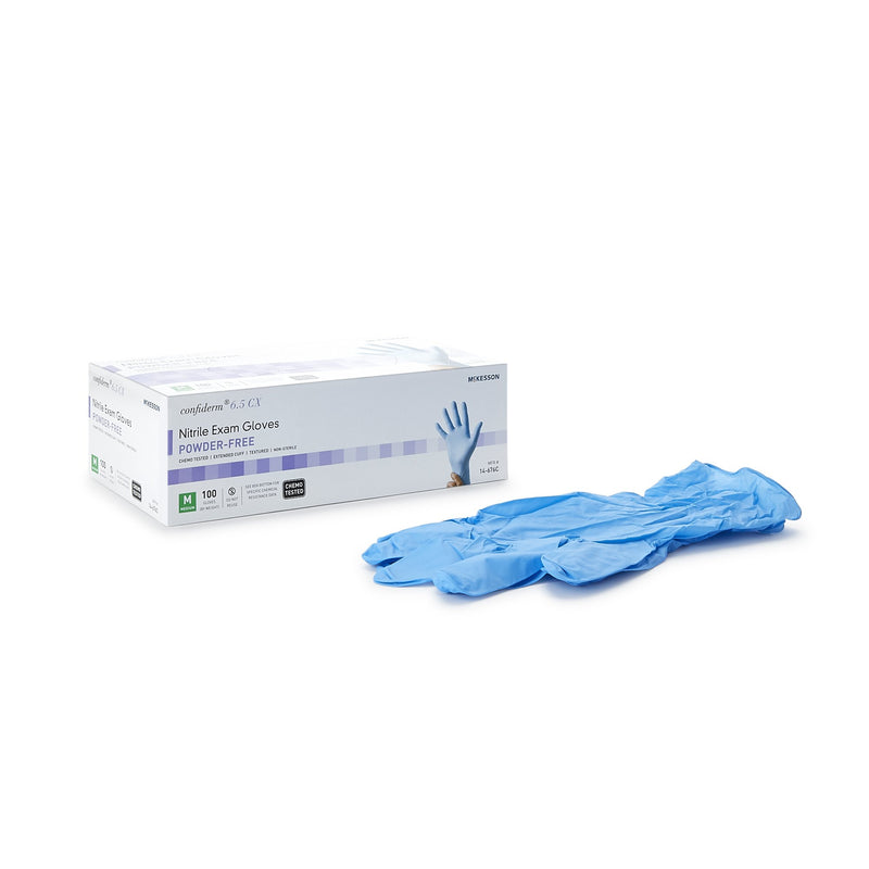 McKesson Confiderm® 6.5CX Nitrile Extended Cuff Length Exam Glove, Medium, Blue