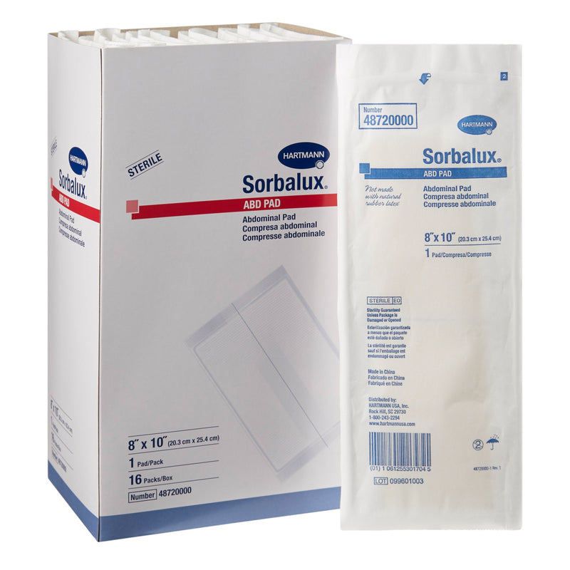 Sorbalux® ABD Sterile Abdominal Pad, 8 x 10 Inch, 1-Ply