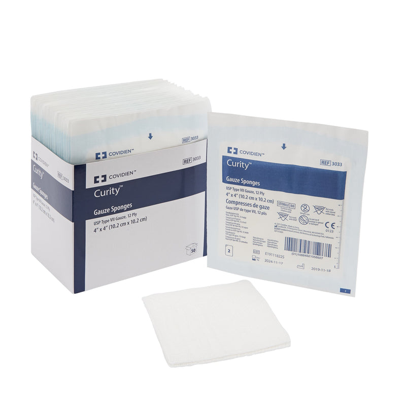 Curity™ Sterile USP Type VII Gauze Sponge, 4 x 4 Inch, 12-Ply