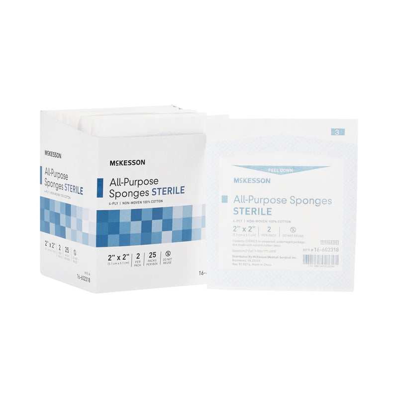 McKesson Sterile Nonwoven Sponge, 2 x 2 Inch, 4-Ply