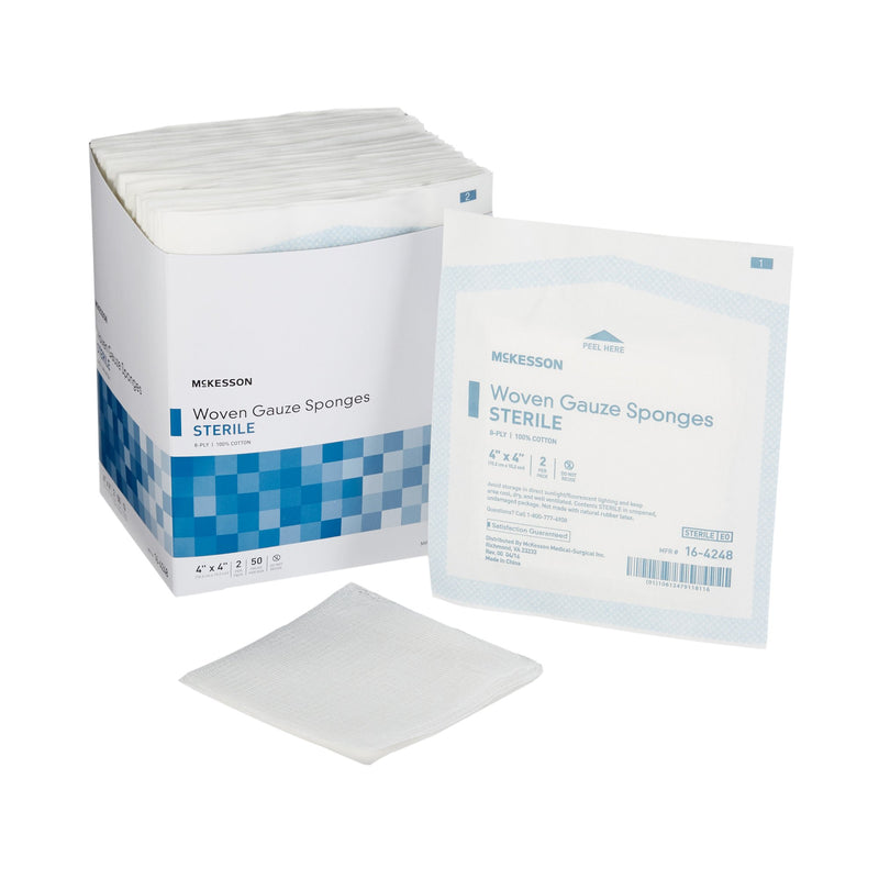 McKesson Sterile Gauze Sponge, 4 x 4 Inch, 8-Ply