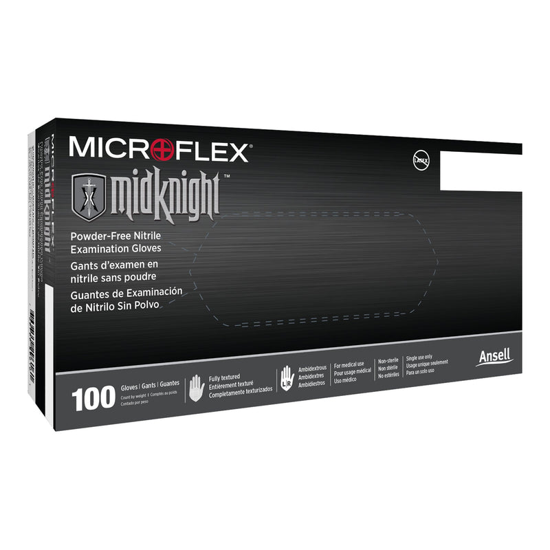 Microflex® MidKnight™ Nitrile Exam Glove, Large, Black