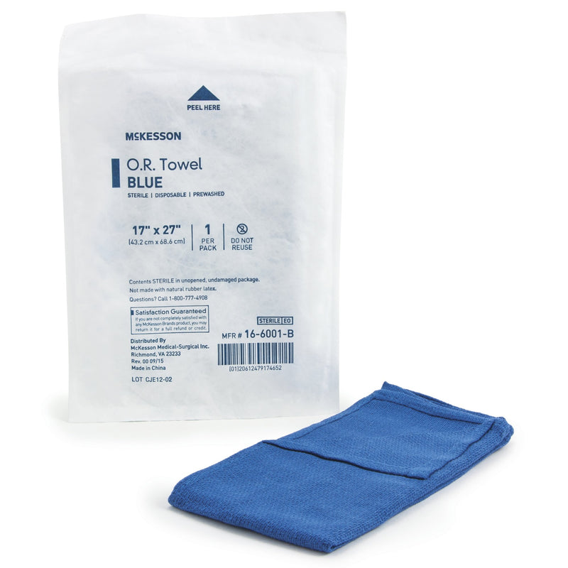 McKesson Sterile Blue O.R. Towel, 17 x 27 Inch