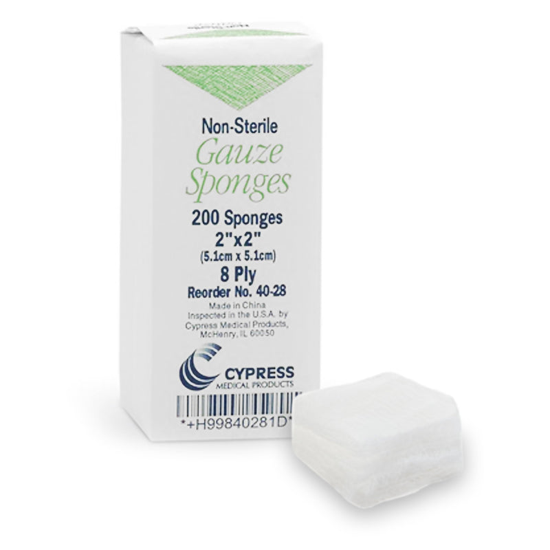 Cypress Gauze Sponge, 2 x 2 Inch, 8-Ply