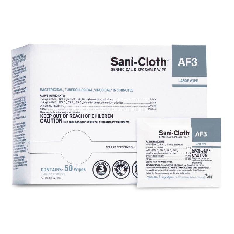 Sani-Cloth® AF3 Germicidal Large Disinfectant Wipes, Individual Packet, 50 ct.