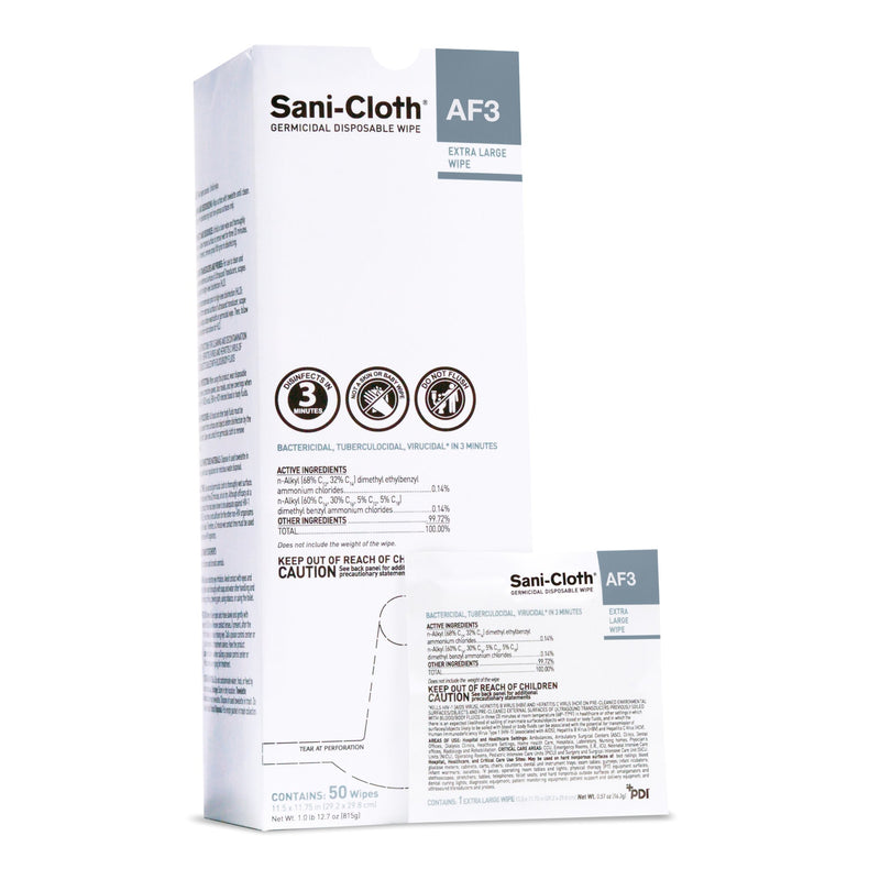 Sani-Cloth® AF3 Germicidal Extra Large Disinfectant Wipes, Individual Packet, 50 ct.