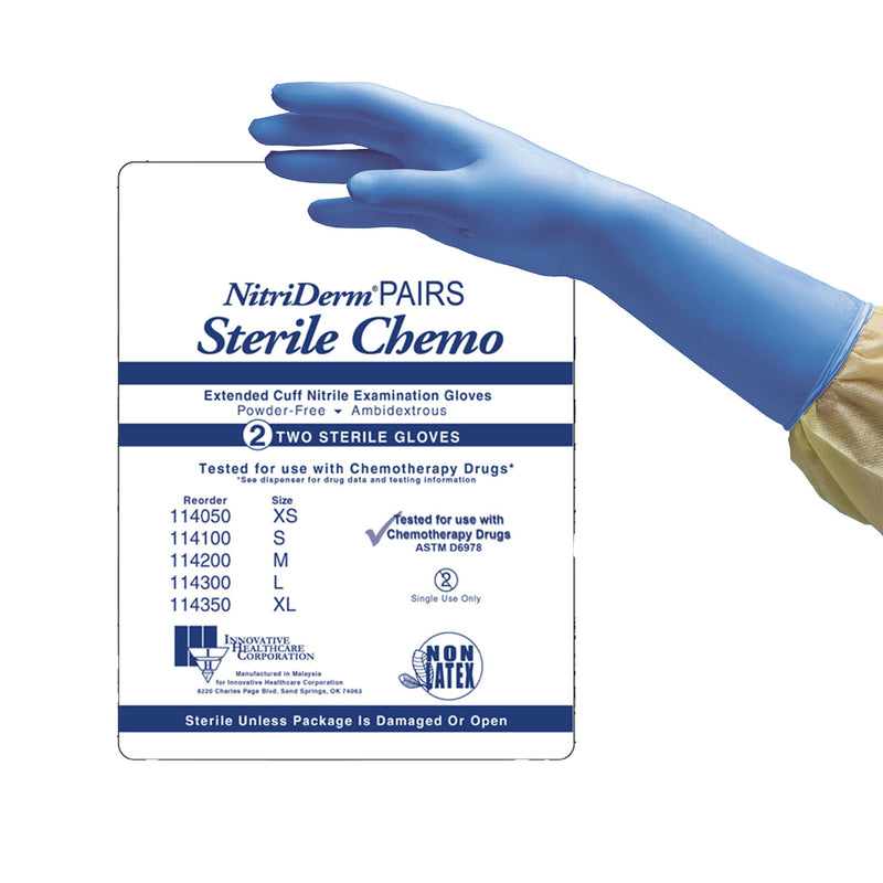 NitriDerm® EC Nitrile Extended Cuff Length Exam Glove, Medium, Blue