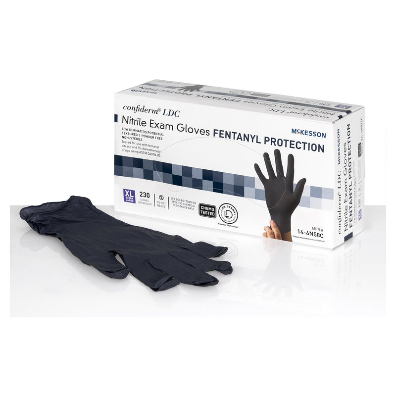 McKesson Confiderm® LDC Nitrile Exam Glove, Extra Large, Black