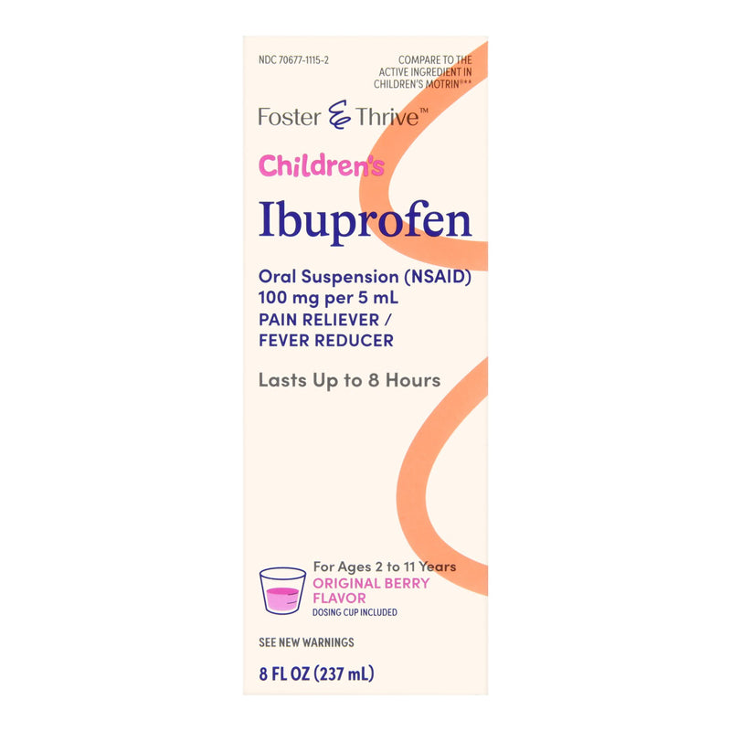 Foster & Thrive™ Children's Ibuprofen 100 mg per 5 mL Oral Suspension (NSAID) Original Berry