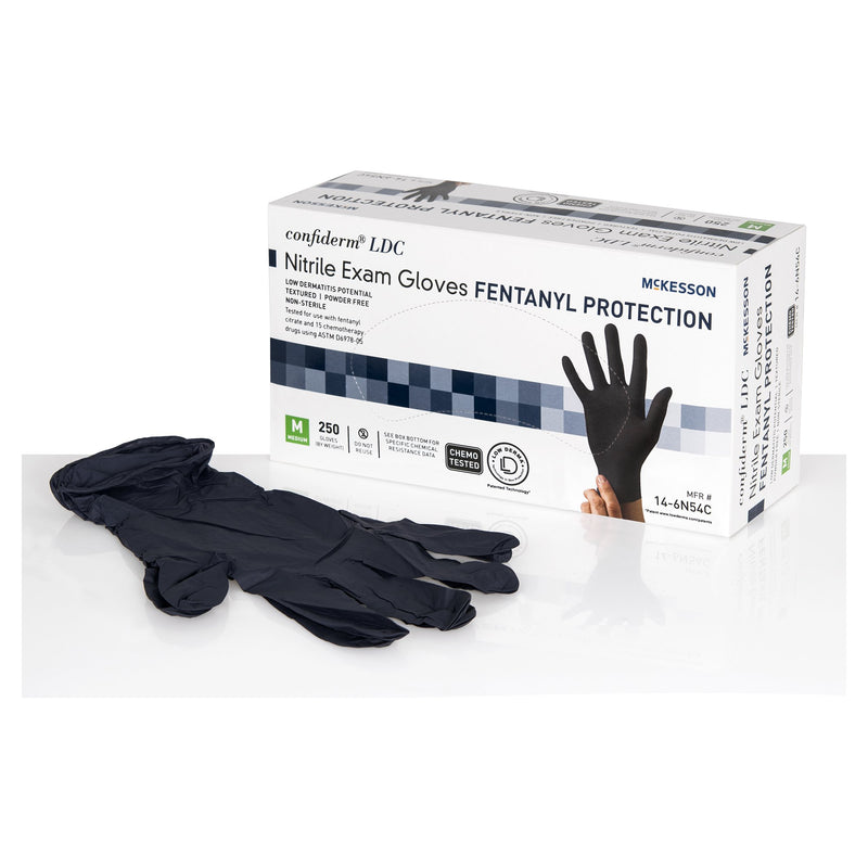 McKesson Confiderm® LDC Nitrile Exam Glove, Medium, Black