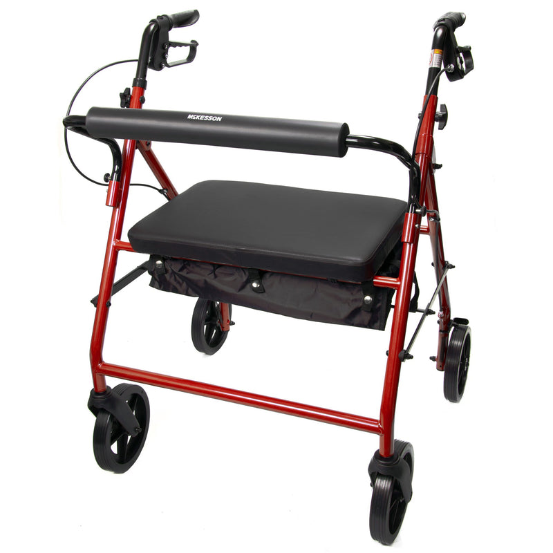 McKesson Bariatric Red Folding Steel Four-Wheel Rollator